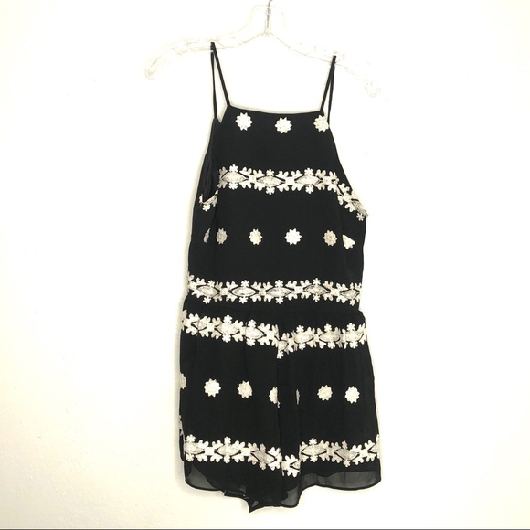 Endless Rose Pants - Endless Rose Black White Embroidered Romper M NWT